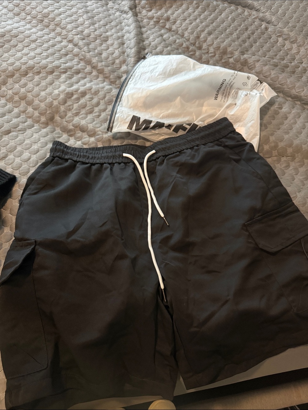 Shein/NANFINITY Black Cargo Shorts-Men’s